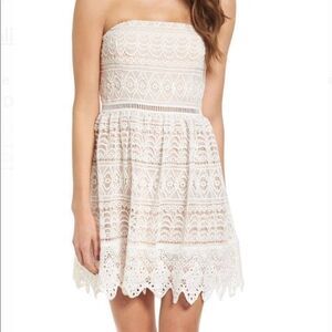 Socialite, cream lace strapless dress, womens size small